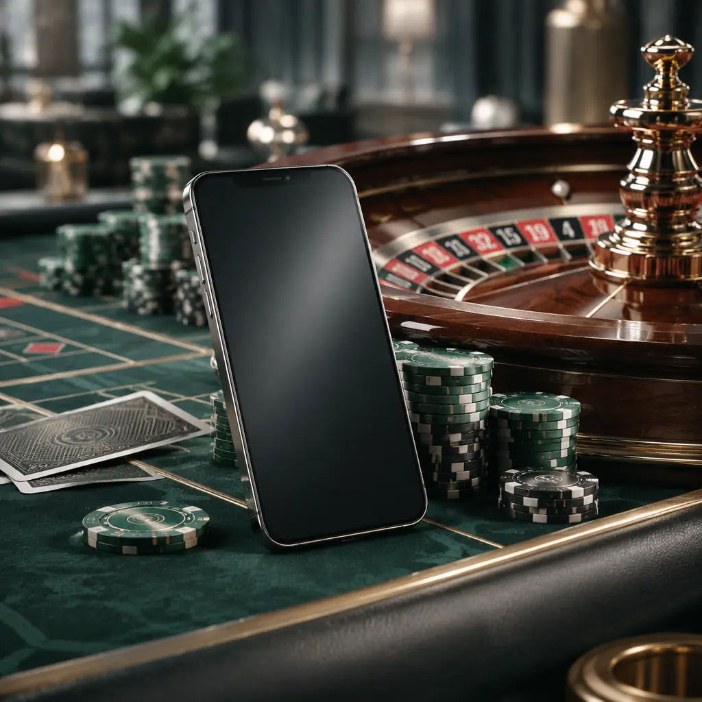 Ponsel di samping meja roulette