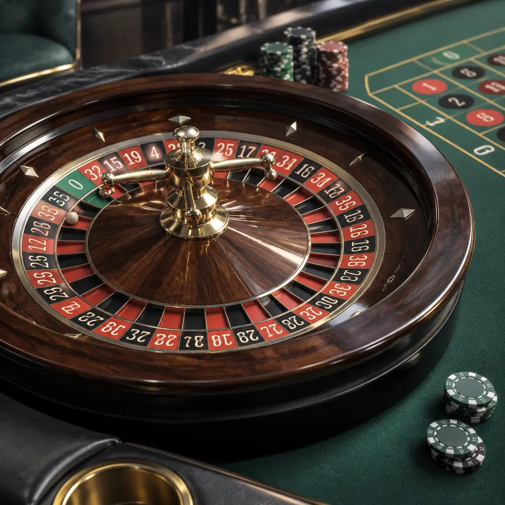 Roda roulette satu nol dan chip