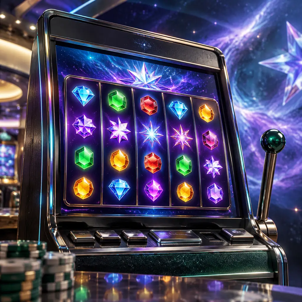 Permata berwarna pada layar mesin slot konseptual